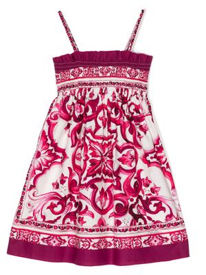 Dolce & Gabbana Kids Majolica-print cotton dress - Purple