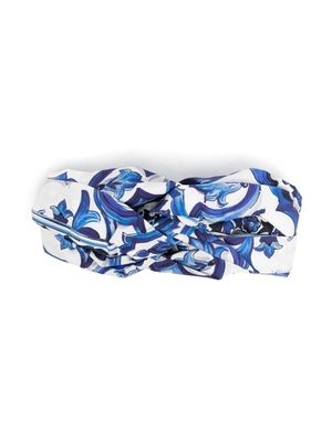 Dolce & Gabbana Kids Majolica print headband - Blue