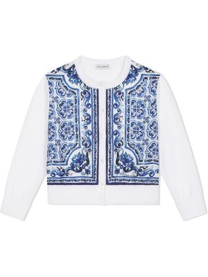 Dolce & Gabbana Kids Majolica-print silk-blend cardigan - White