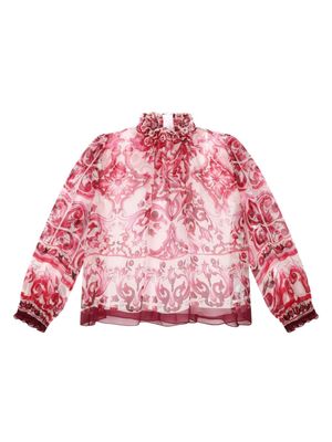 Dolce & Gabbana Kids Majolica print silk blouse - Red