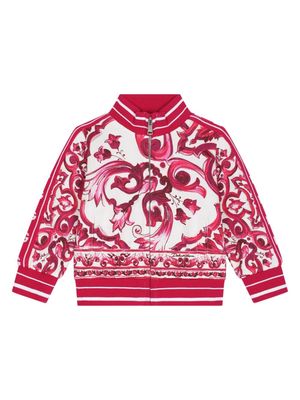 Dolce & Gabbana Kids majolica-print zip-up jacket - Red