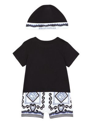 Dolce & Gabbana Kids Marina-print cotton babygrow set - Black