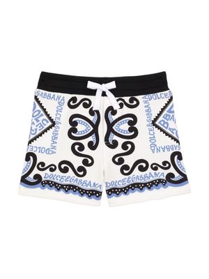 Dolce & Gabbana Kids Marina-print cotton shorts - White