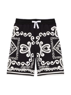 Dolce & Gabbana Kids Marina-print drawstring shorts - Black