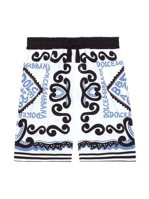 Dolce & Gabbana Kids Marina-print drawstring shorts - White