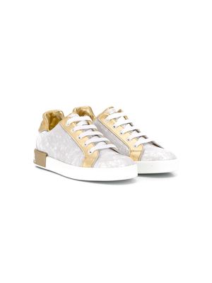 Dolce & Gabbana Kids metallic panelled trainers - White