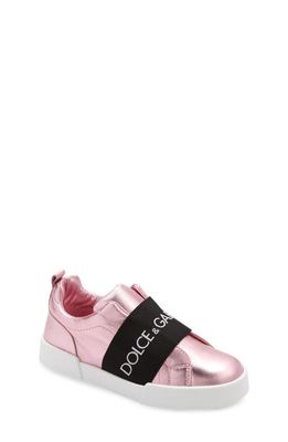 Dolce & Gabbana Kids' Metallic Slip-On Sneaker in Pink