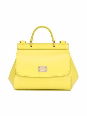 Dolce & Gabbana Kids mini Sicily leather top-handle bag - Yellow