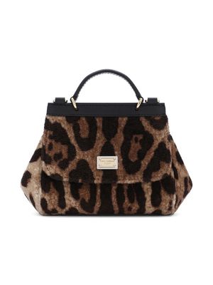 Dolce & Gabbana Kids mini Sicily leopard-print top-handle bag - Brown