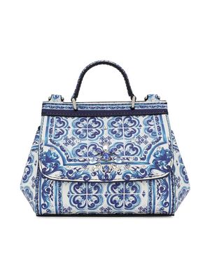 Dolce & Gabbana Kids mini Sicily Majolica-print top-handle bag - Blue