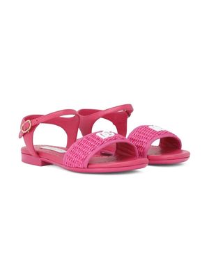 Dolce & Gabbana Kids monogram-logo interwoven leather sandals - Pink