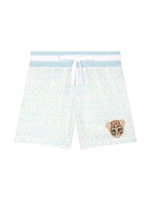 Dolce & Gabbana Kids monogram-pattern cotton shorts - Blue