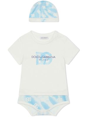 Dolce & Gabbana Kids monogram-print body and hat set - White