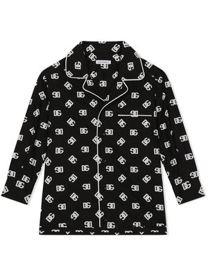 Dolce & Gabbana Kids monogram-print long-sleeve shirt - Black