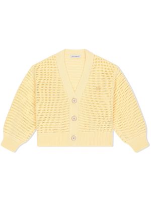 Dolce & Gabbana Kids open knit cotton cardigan - Yellow