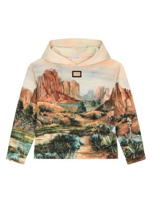 Dolce & Gabbana Kids painterly-print cotton hoodie - Multicolour