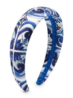 Dolce & Gabbana Kids paisley-embroidered hairband - Blue