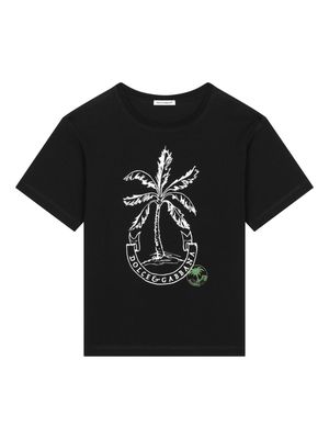 Dolce & Gabbana Kids palm-tree print cotton T-shirt - Black