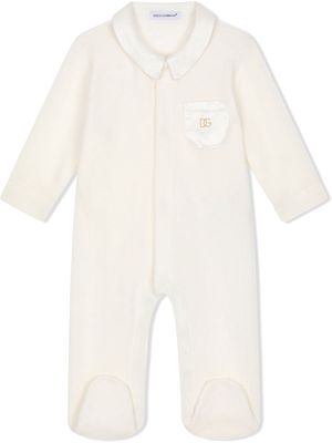 Dolce & Gabbana Kids patch-pocket long-sleeve onesie - Neutrals