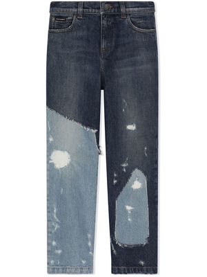 Dolce & Gabbana Kids patchwork distressed jeans - Blue