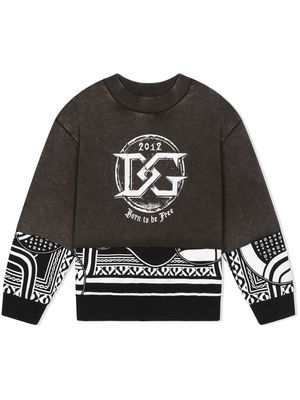 Dolce & Gabbana Kids patchwork logo-print sweatshirt - Black