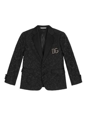 Dolce & Gabbana Kids patterned-jacquard single-breasted blazer - Black