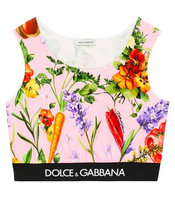 Dolce & Gabbana Kids Printed cotton-blend crop top