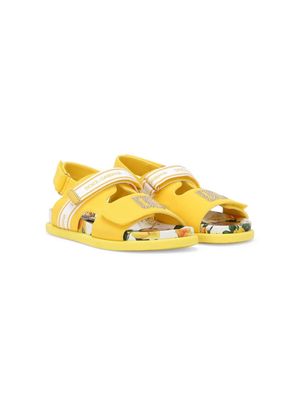 Dolce & Gabbana Kids rhinestone-embellished cotton sandals - Yellow