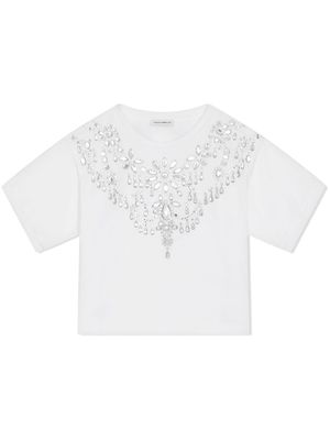 Dolce & Gabbana Kids rhinestone-embellished cotton T-shirt - White