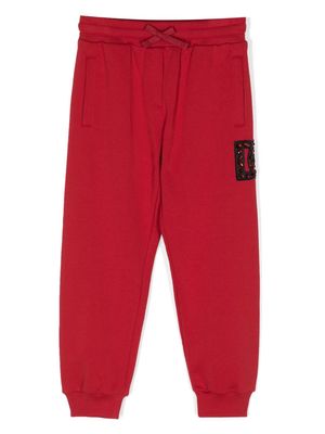 Dolce & Gabbana Kids rhinestone-embellished cotton track pants - Red