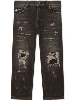 Dolce & Gabbana Kids ripped dad-fit jeans - Black