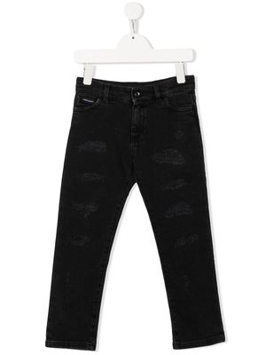 Dolce & Gabbana Kids ripped slim-cut jeans - Black