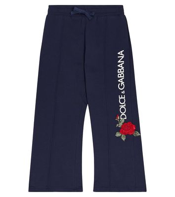 Dolce & Gabbana Kids Rose logo cotton jersey sweatpants