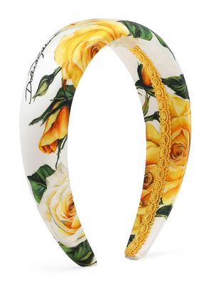 Dolce & Gabbana Kids rose-print padded headband - White