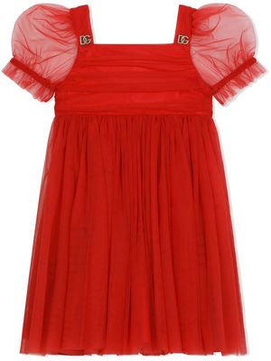 Dolce & Gabbana Kids ruched tulle evening dress - Red
