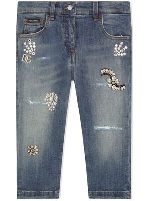 Dolce & Gabbana Kids sequin-embellished slim jeans - Blue