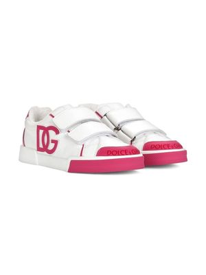 Dolce & Gabbana Kids side logo-patch touch-strap sneakers - White
