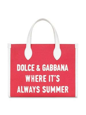 Dolce & Gabbana Kids slogan-print canvas tote bag - Pink