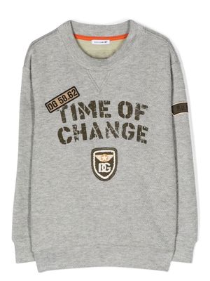 Dolce & Gabbana Kids slogan-print long-sleeved sweatshirt - Grey