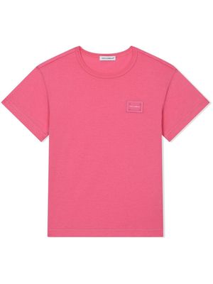 Dolce & Gabbana Kids square logo patch T-shirt - Pink