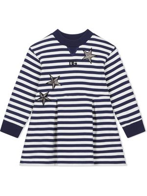 Dolce & Gabbana Kids star-patch striped dress - Blue