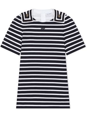 Dolce & Gabbana Kids star-patch striped dress - White