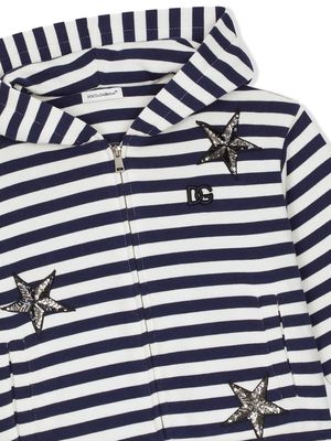 Dolce & Gabbana Kids star-patch striped jumper - Blue
