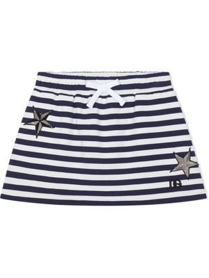 Dolce & Gabbana Kids star-patch striped skirt - Blue