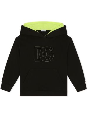 Dolce & Gabbana Kids stitched logo hoodie - Black