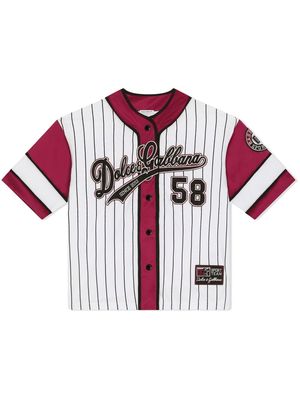 Dolce & Gabbana Kids striped baseball shirt - White