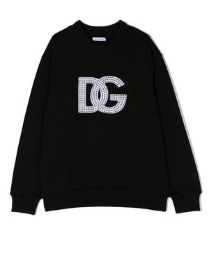 DOLCE & GABBANA KIDS studded-logo detail sweatshirt - Black