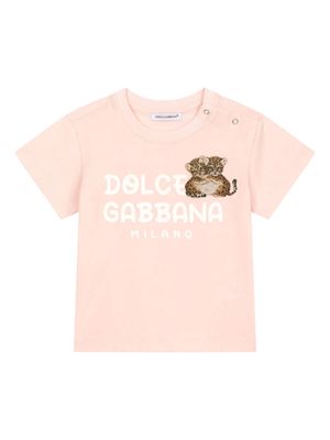 Dolce & Gabbana Kids teddy bear-print cotton T-shirt - Pink