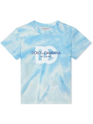 Dolce & Gabbana Kids tie-dye print cotton T-shirt - Blue