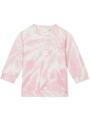 Dolce & Gabbana Kids tie-dye print crew-neck sweatshirt - Pink
